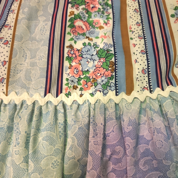 Vintage Smart Move 70s Blue PrairieDress Cotton Blend Sz 4 Bohemian Cottagecore - Picture 9 of 12